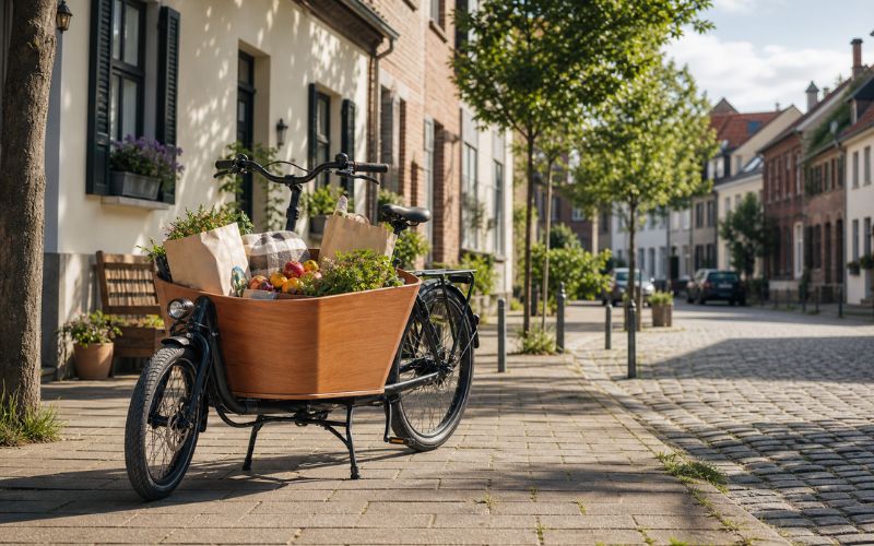 Beladenes Cargo-E-Bike in Deutschland als Beispiel für hohen Drehmomentbedarf im Alltag