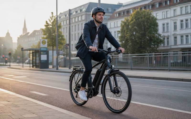 City E-Bike im Stadtverkehr für den täglichen Arbeitsweg